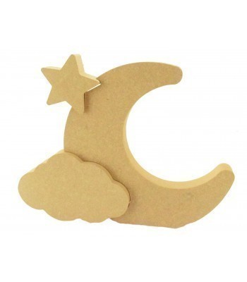 18mm Freestanding MDF Moon with Interlinking Cloud & Star Shapes